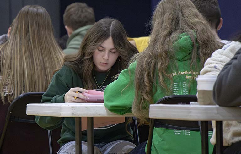 Students working in the math competition